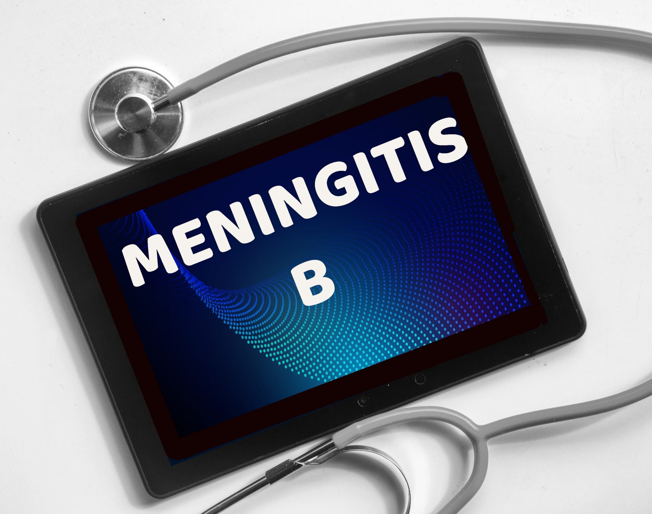 The words meningitis b on a digital tablet